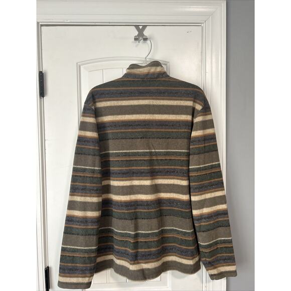 Eddie Bauer Sweater Jacket Mens MEDIUM Multi Color Zip Fleece Pullover Striped - Picture 3 of 3